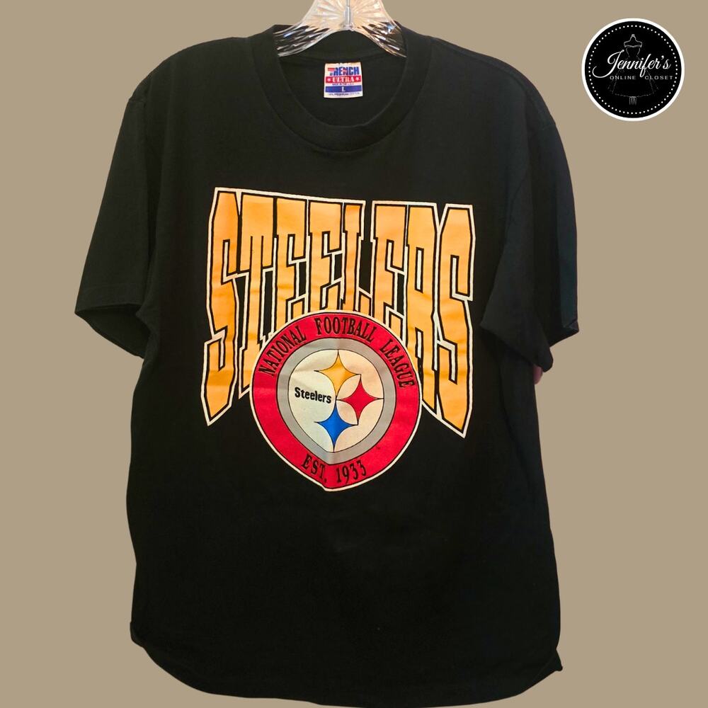 Trench RARE Vintage 90's NFL Pittsburgh Steelers 100% Cotton T-Shirt Size L